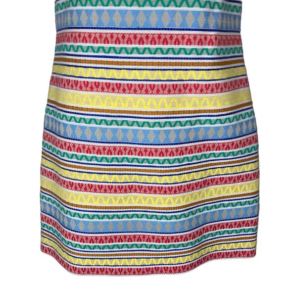 Alice + Olivia Coley Crew Neck Shift Dress Jacquard Stripe Pattern Sleeveless 6 - Picture 8 of 16